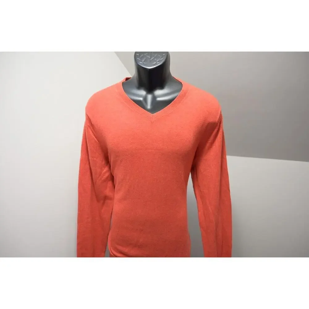 Banana Republic V Neck Sweater Cotton Blend Orange‎ Mens Size Medium
